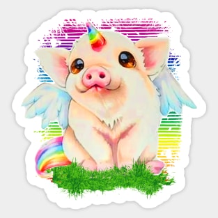 Gay Pride - Cute Birthday Party Pig - watercolor Sticker